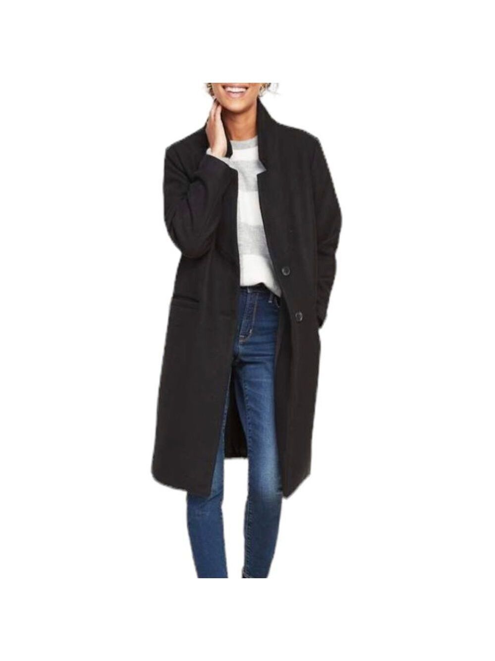 OLD NAVY Notched Lapel Fall Winter Coat Black XS